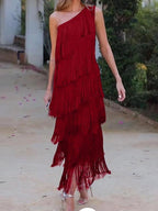 Robe Maxi Asymétrique Une Épaule Chic et Sans Effort