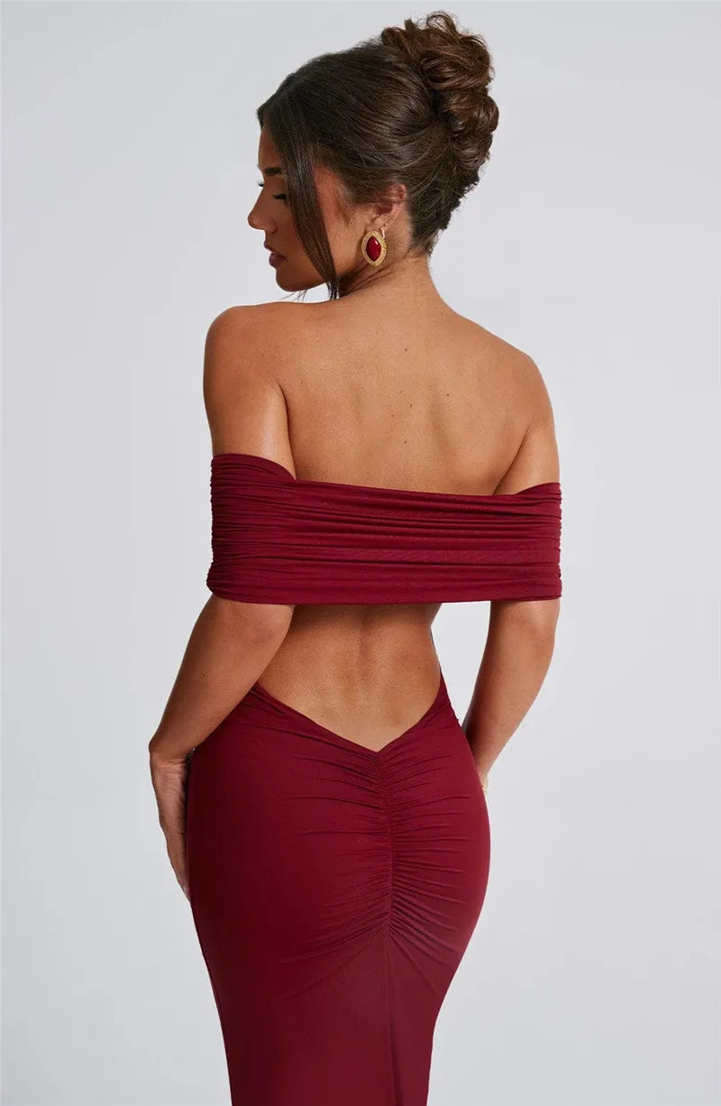 Robe maxi dos nu sans bretelles pour femmes