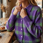 Pull à carreaux douillet pour femmes