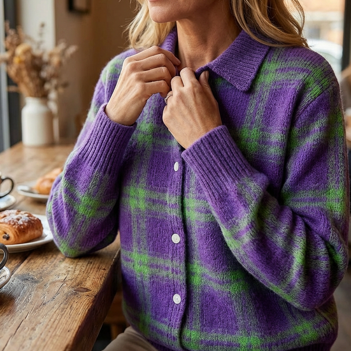 Pull à carreaux douillet pour femmes