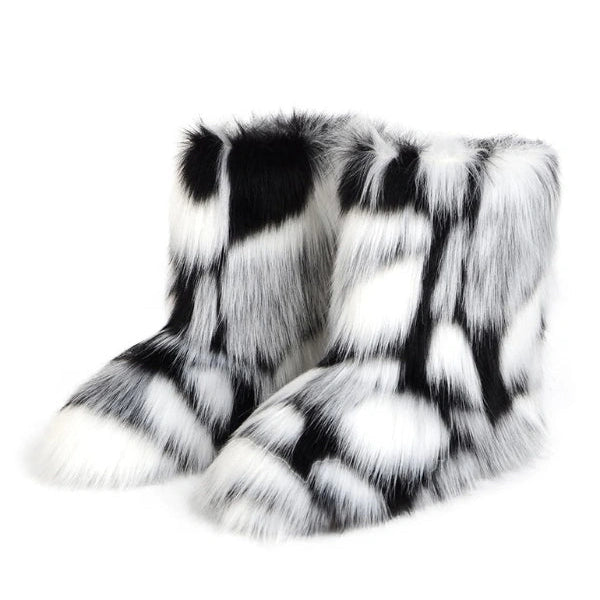 Bottes rétro Y2K en peluche givrée