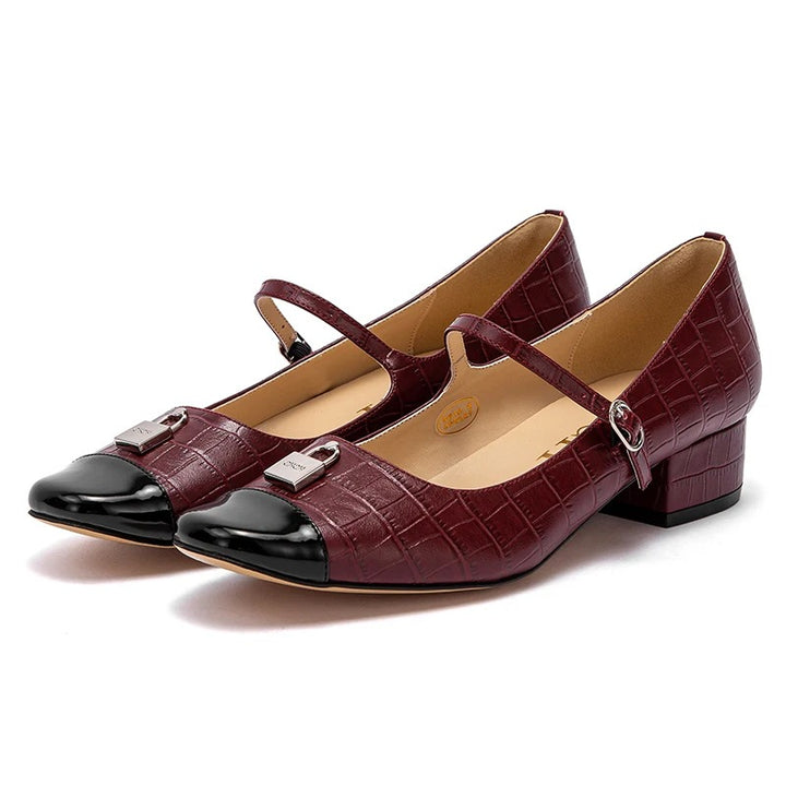 Isabelle Moreau® | Denim-Mary Janes mit Blockabsatz