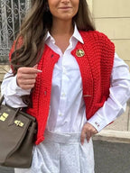 Cardigan en maille uni sans manches avec coupe décontractée