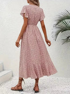 Robe portefeuille à imprimé floral avec décolleté en V