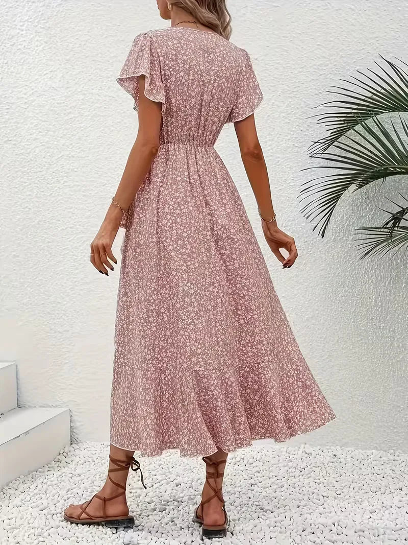Robe portefeuille à imprimé floral avec décolleté en V