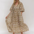 Robe Longue Bohème Femme à Manches Bouffantes - Idéale Été Élégante
