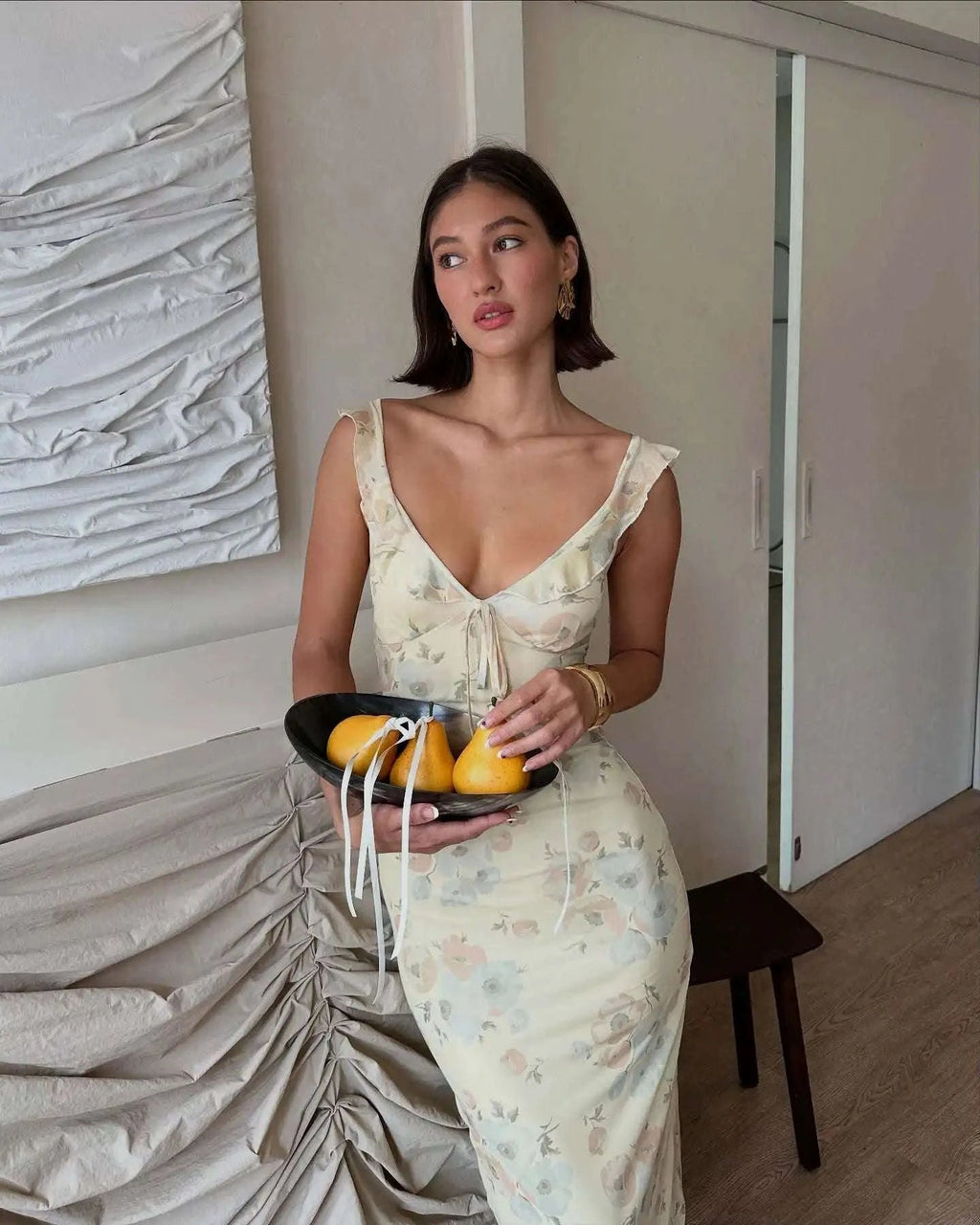 Robe Maxi Dos Nu Plongeant Fleurie Mode Été
