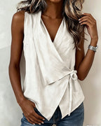 Blouse sans manches portefeuille pour femmes