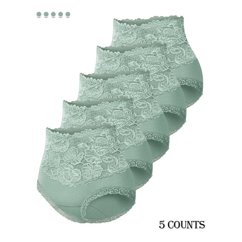 Culottes en coton taille haute avec bordure en dentelle lot de 5
