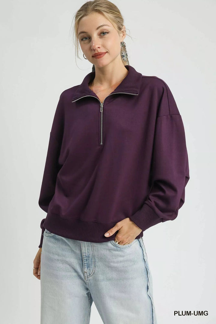 Sweat-shirt décontracté et confortable à demi-fermeture éclair