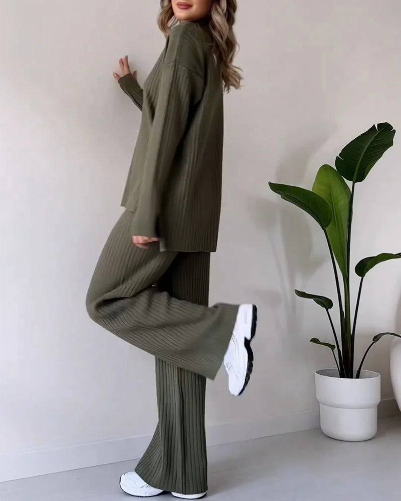 Ensemble Deux Pièces Chic avec Fente pour un Style Décontracté et Sans Effort