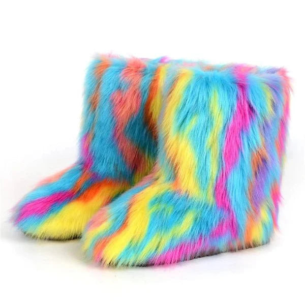 Bottes rétro Y2K en peluche givrée