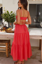 Robe mi-longue en mélange coton chiffon