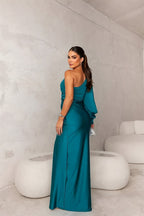 Robe maxi asymétrique en tissu doux au toucher