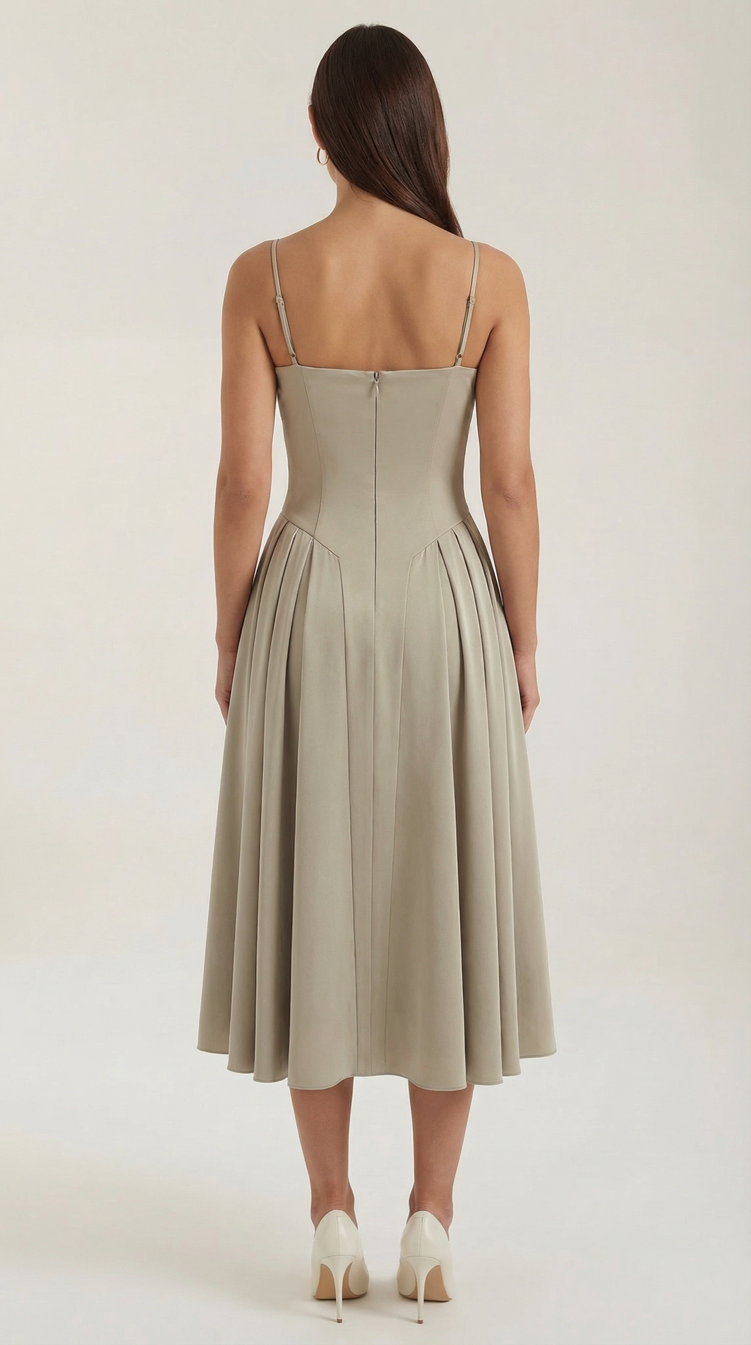 Robe mi-longue corset florale pour femme avec décolleté en cœur