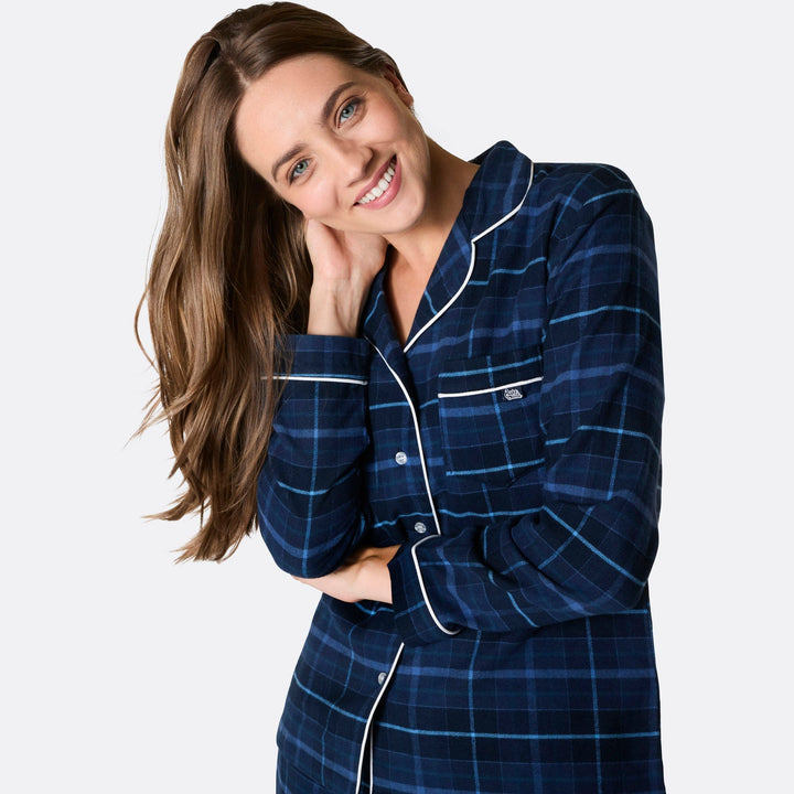 Pyjama de Noël en flanelle bleue confortable pour femme