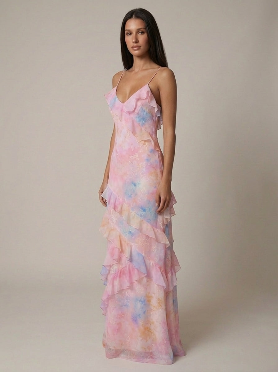 Robe longue sans manches à col V Vienna
