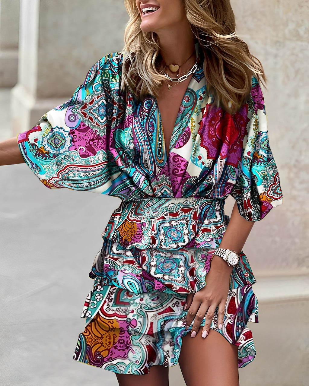 Robe courte asymétrique pour femmes Élégante Moderne Confortable