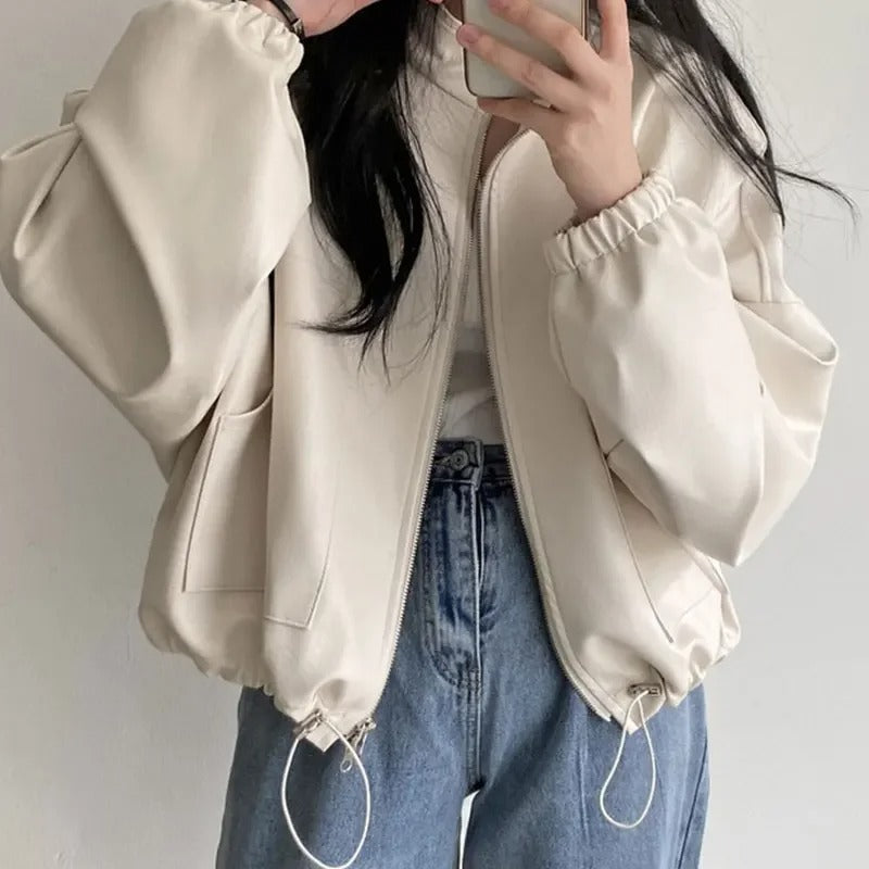 Veste en cuir PU personnalisée style hip-hop