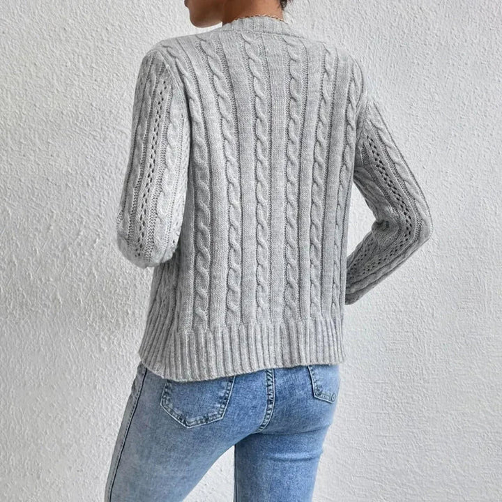 Cardigan boutonné en maille torsadée confortable pour femmes