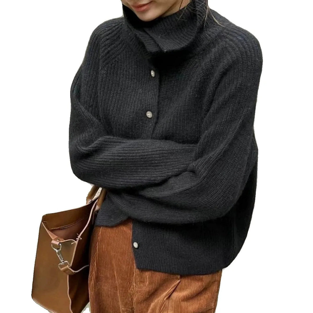 Pull à col roulé épais et confortable avec boutons