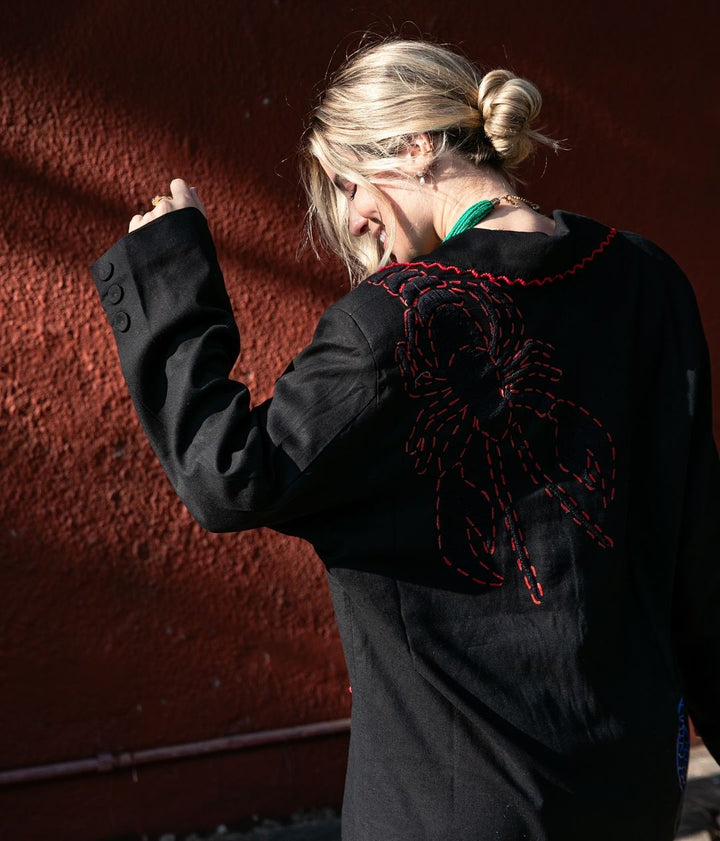 Blazer chic à imprimé homard pour un style côtier