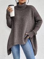 Pull à col roulé long et confortable pour un usage quotidien