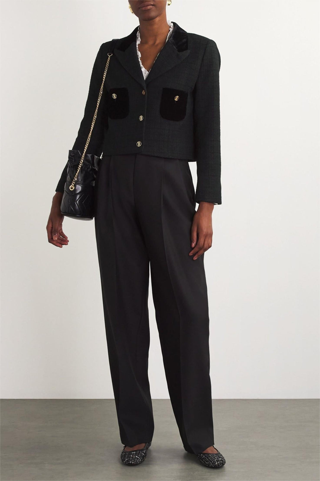 Blazer en velours avec détails de boutons métalliques