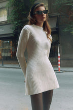 Robe courte à manches longues en mélange de coton