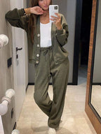 Ensemble décontracté confortable pull à col en V et pantalon