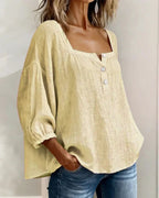 Blouse en coton à encolure carrée et manches longues