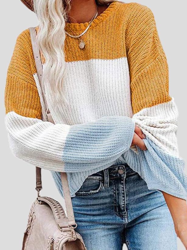 Pull en tricot colorblock confortable pour les superpositions d'automne