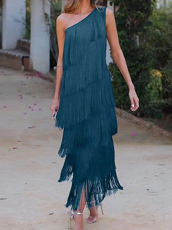 Robe Maxi Asymétrique Une Épaule Chic et Sans Effort