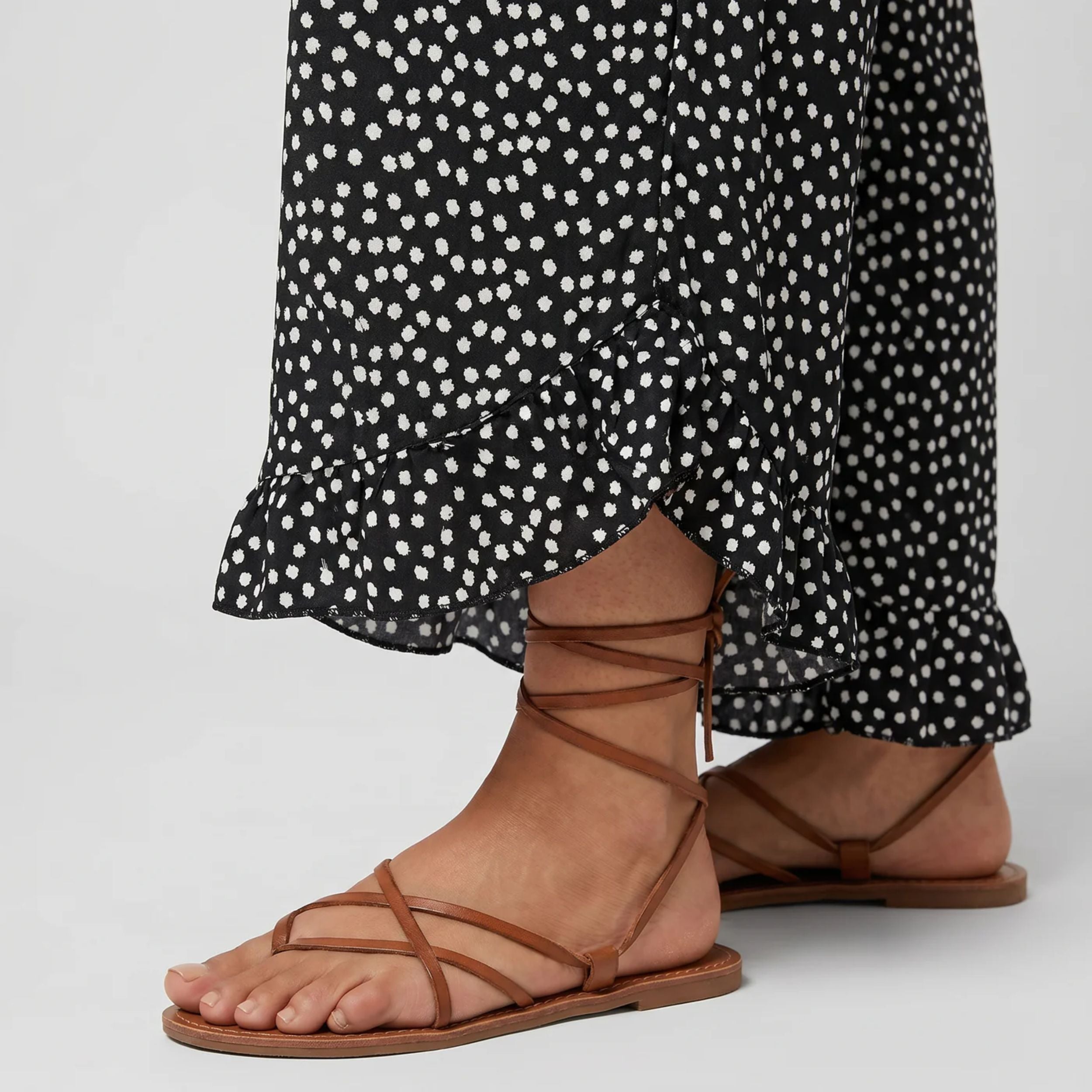 Pantalon large fluide à pois pour femme