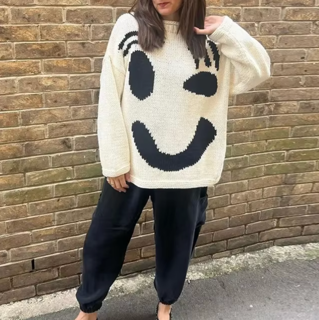 Pull en maille de coton surdimensionné et confortable
