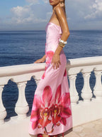Robe maxi tube en polyester imprimé