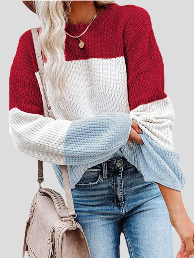 Pull en tricot colorblock confortable pour les superpositions d'automne