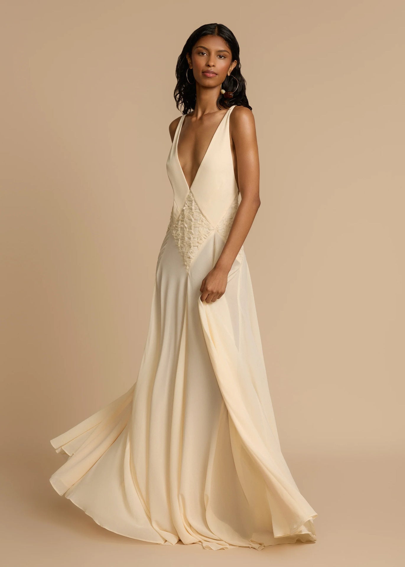 Robe Maxi Blanche à Col V Profond en Dentelle, Fluide, à Bretelles, Robe de Vacances