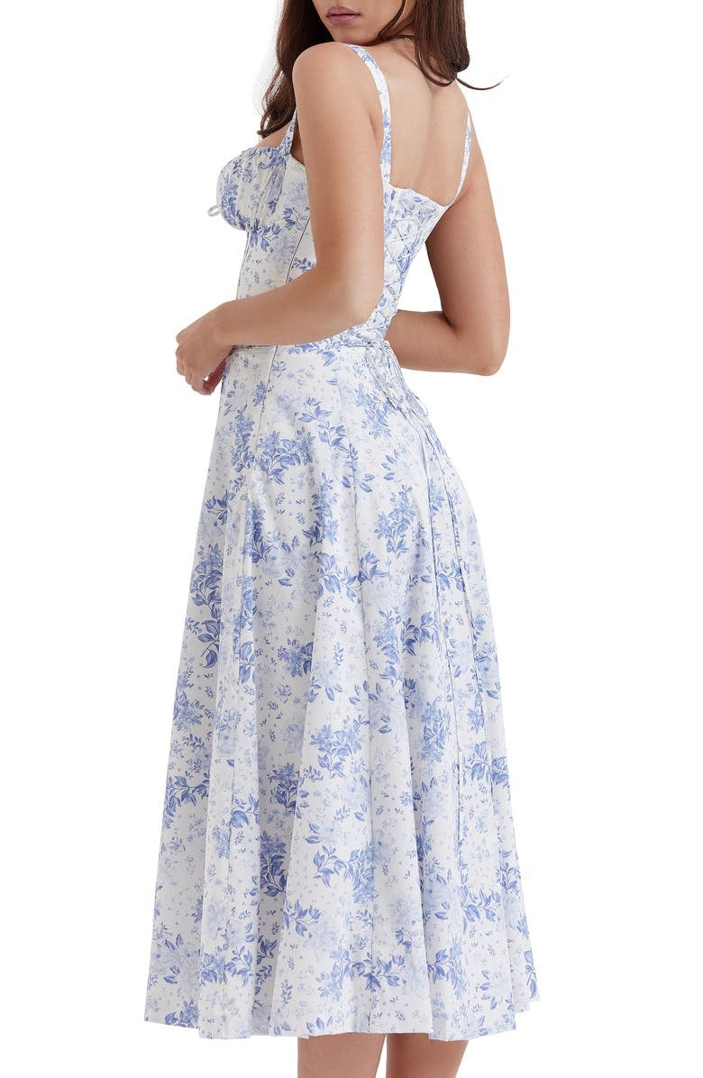Robe moulante bustier à fleurs et taille découverte