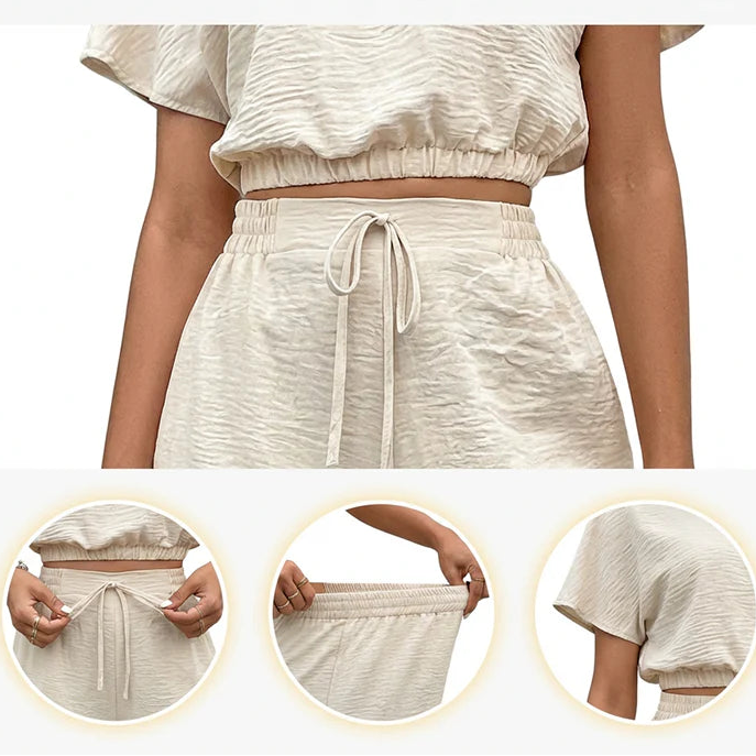 Ensemble décontracté crop top et pantalon long pour femmes