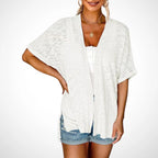 Cardigan élégant à manches courtes et ouverture avant
