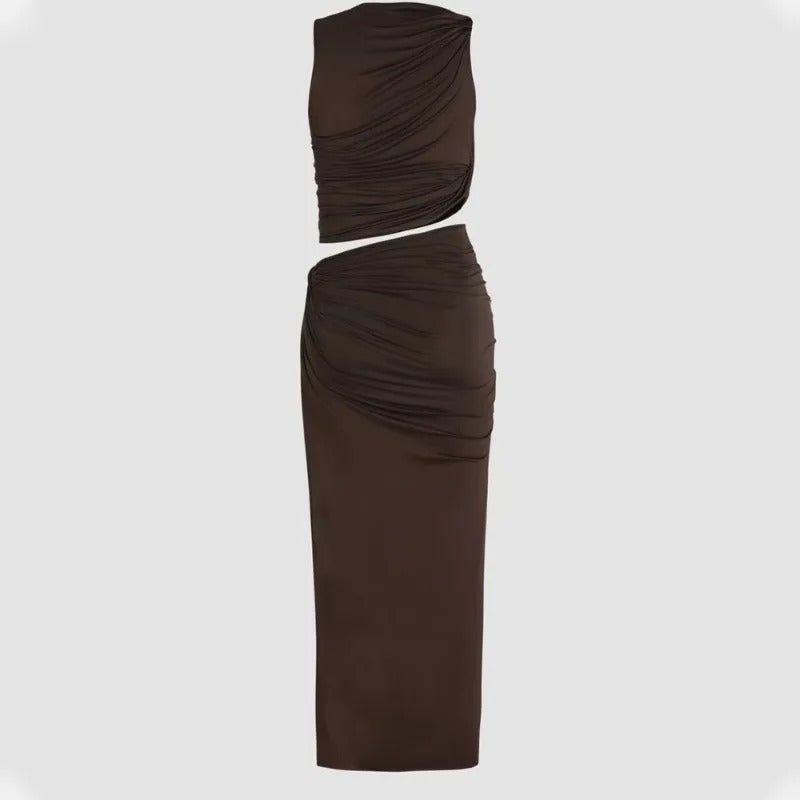 Sophie Paris | Robe longue drapée asymétrique