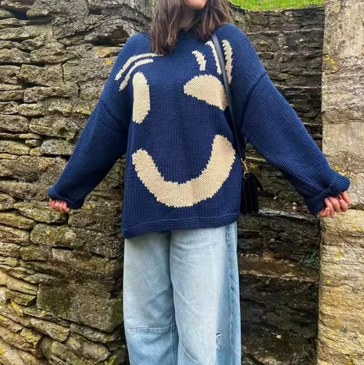Pull en maille de coton surdimensionné et confortable