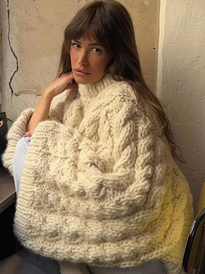 Pull en tricot épais à col montant oversize confortable