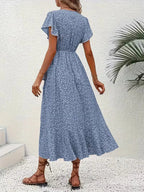 Robe portefeuille à imprimé floral avec décolleté en V