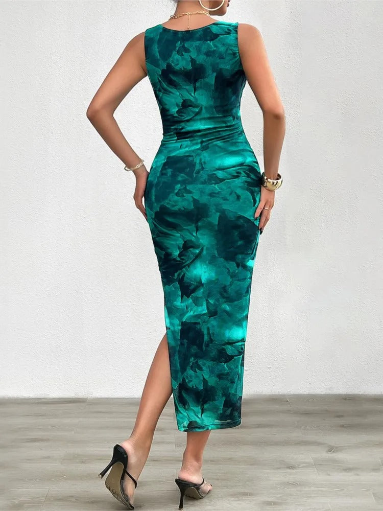 Sophie Paris | Robe longue moulante à imprimé aquatique