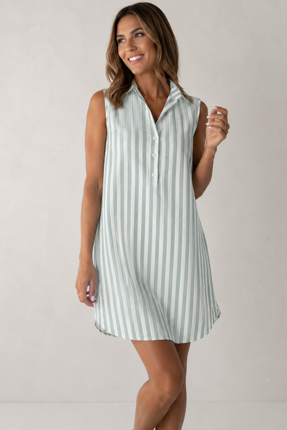Robe midi à rayures en coton pour femmes