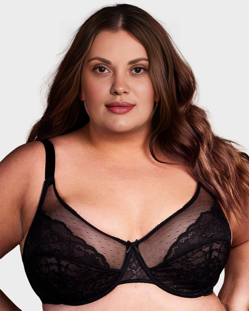 Soutien-gorge minimiseur en dentelle filet sans doublure à couverture intégrale