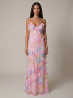 Robe longue sans manches à col V Vienna