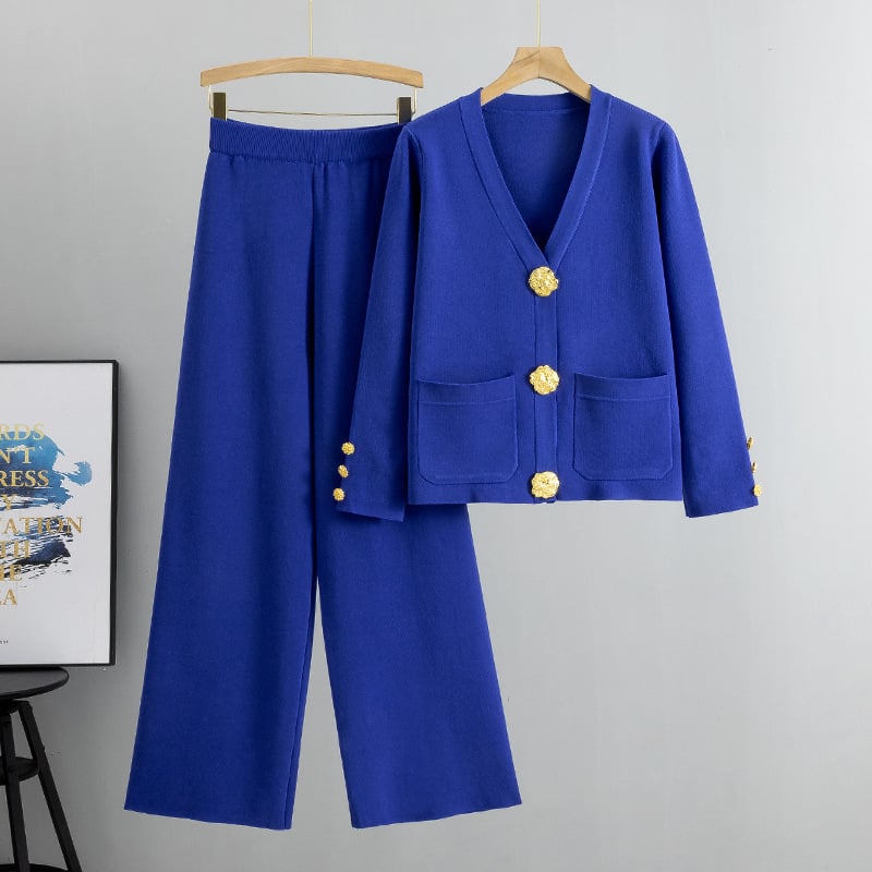 Ensemble pull en mélange de laine et pantalon à jambes larges